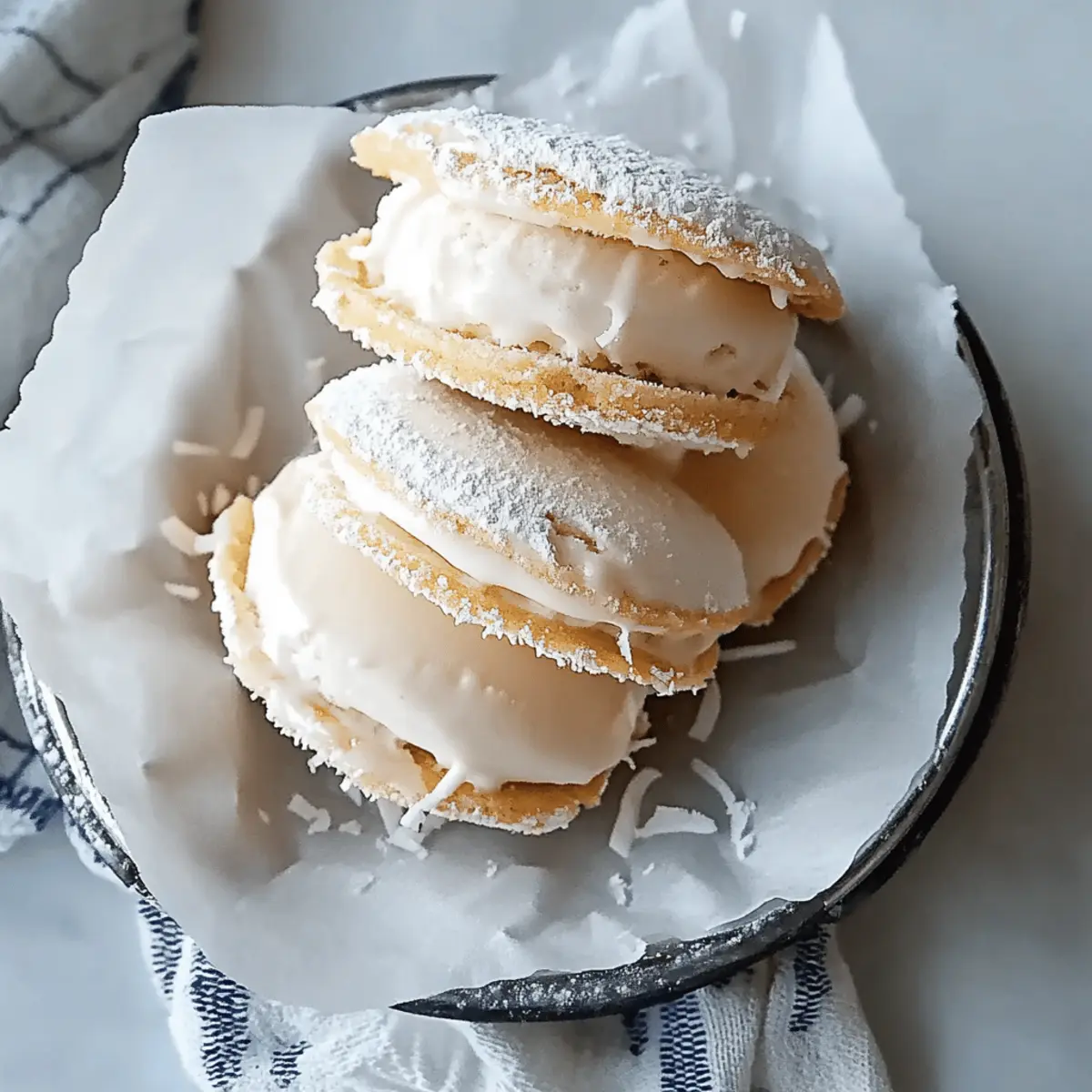 Creamy Coconut Shortbread Ice Cream Sandwiches