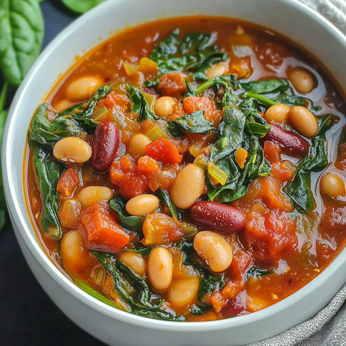 Roasted Tomato, White Bean and Spinach Stew