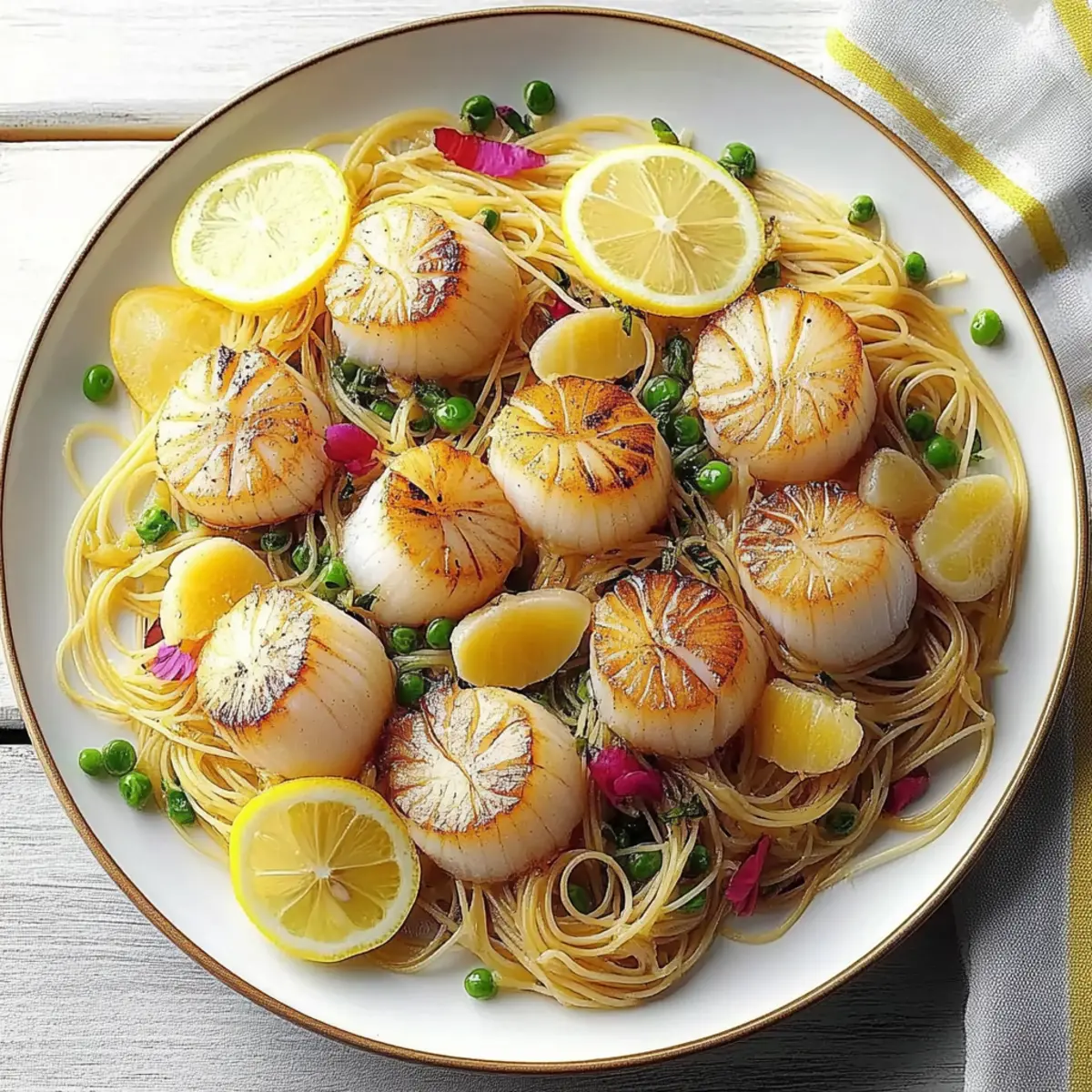 Lemony Scallops with Angel Hair Pasta