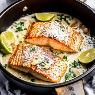 Baked One Pan Garlic Butter Coconut Salmon
