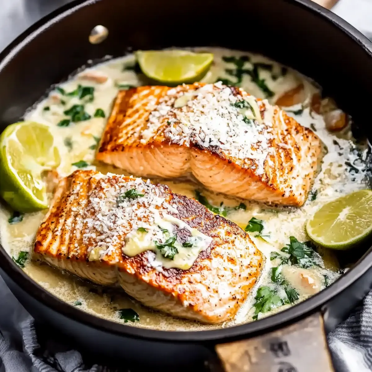 Baked One Pan Garlic Butter Coconut Salmon
