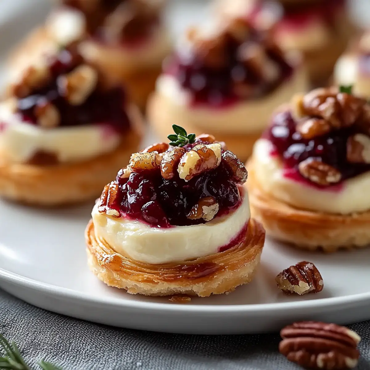 Cranberry Brie Bites with Candied Pecans