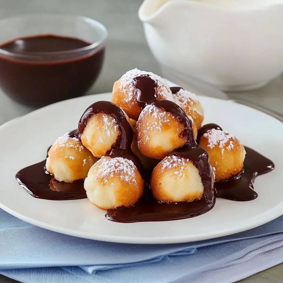 Buñuelos with Warm Chocolate Sauce