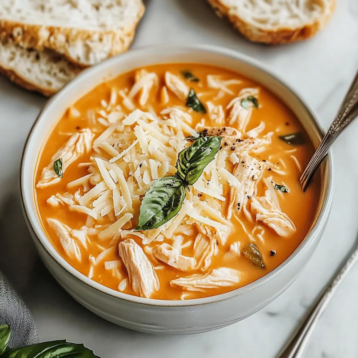 Creamy Crockpot Chicken Parmesan Soup