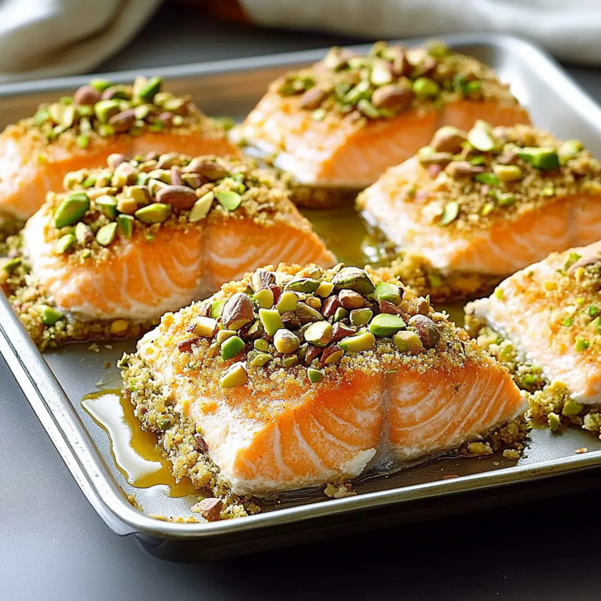 Salmon with Horseradish Pistachio Crust
