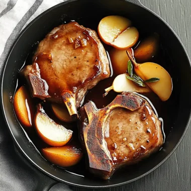 Glazed Smoked Chops with Pears