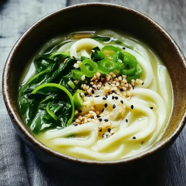 Creamy Spinach-Scallion Coconut Udon