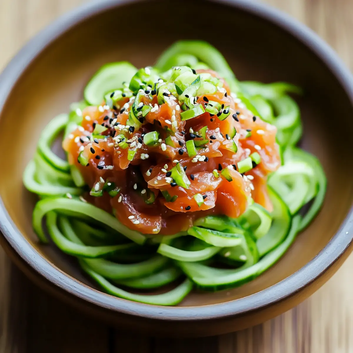 Chermoula Tuna Tartare with Fresh Cucumber Noodles
