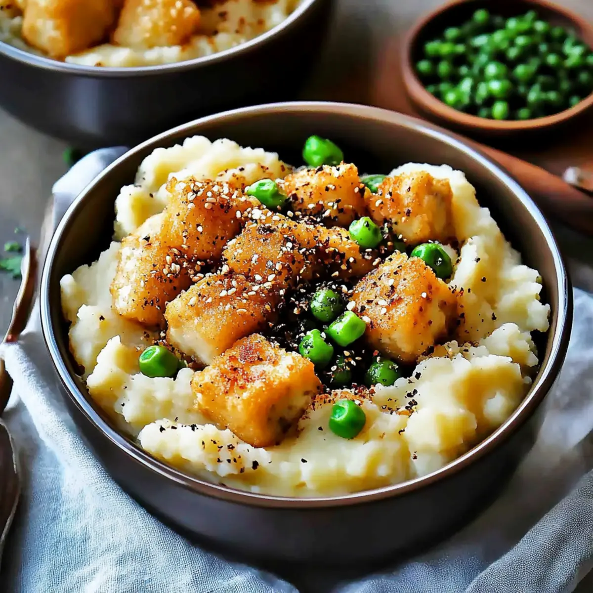 Crispy Tofu Vegan Mashed Potato Bowls