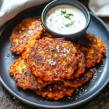 Crispy Sweet Potato Latkes with Honey Yogurt Dip