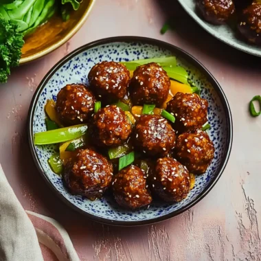 Vegan Sweet and Sour Meatballs Dinner Table