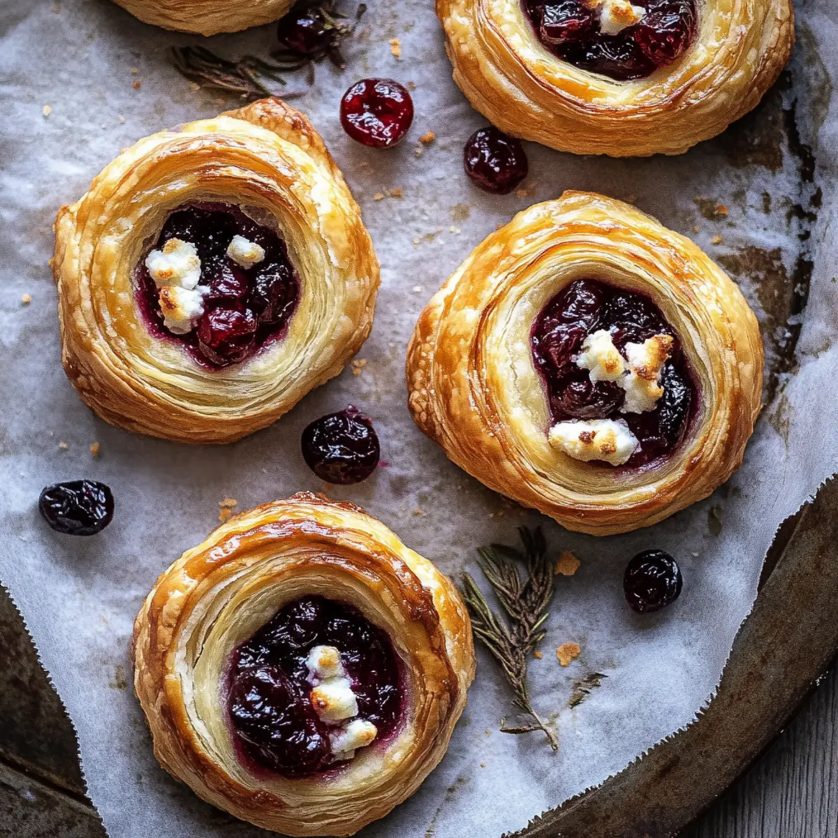 Cranberry Goat Cheese Puff Pastry Swirls