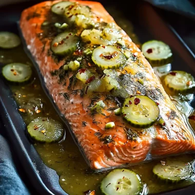Baked Salmon with Zesty Dill and Pickled Cucumber