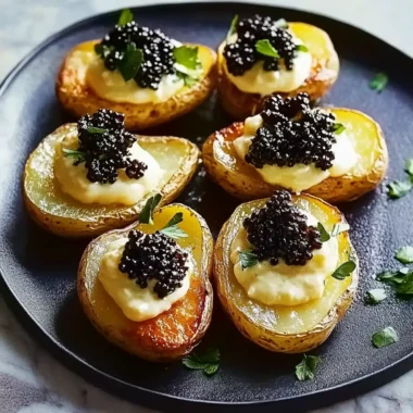 Smashed Potatoes with Crème Fraîche and Caviar