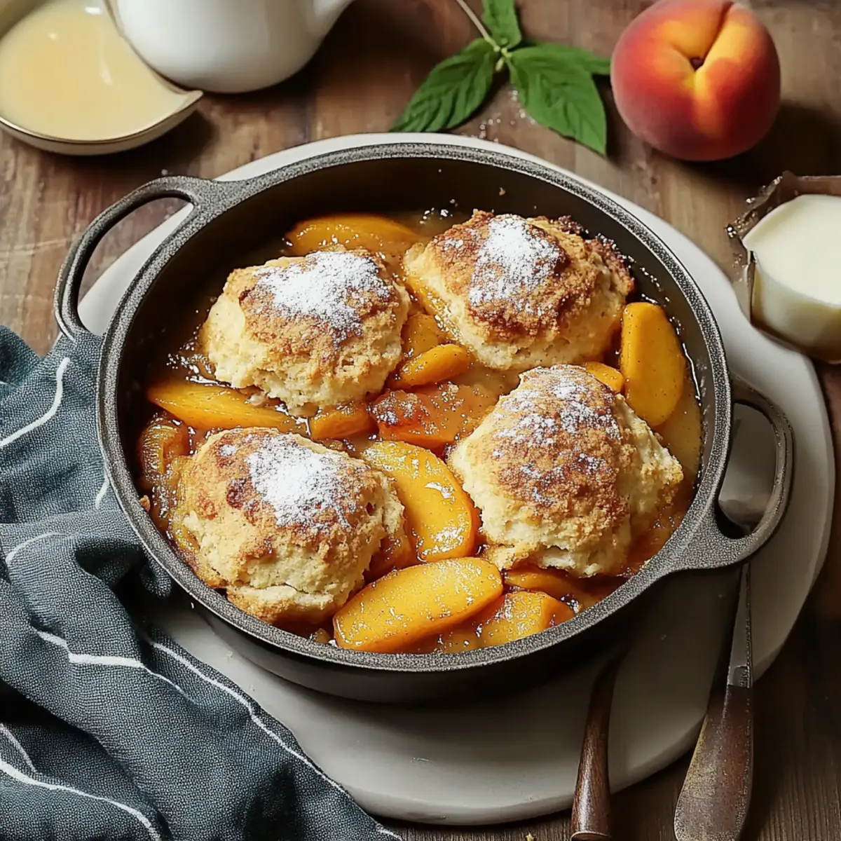Brown Sugar Peach Cobbler with Buttermilk Biscuits