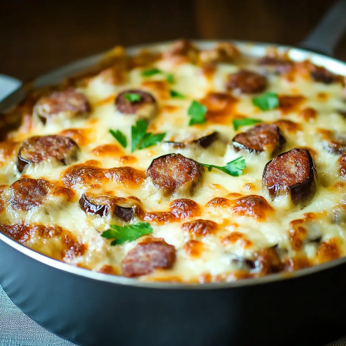Savory Eggplant and Italian Sausage Gratin