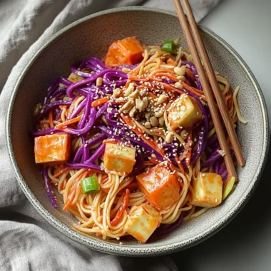 Miso Peanut Rainbow Noodle Salad