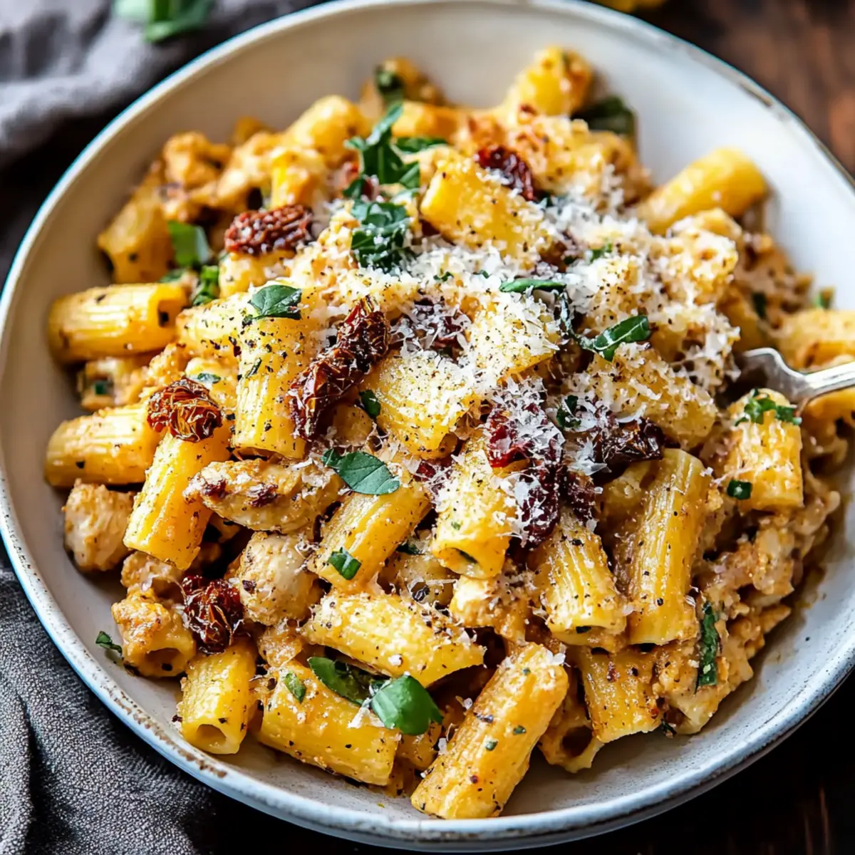 Roasted Butternut Squash and Sun-Dried Tomato Chicken Pasta