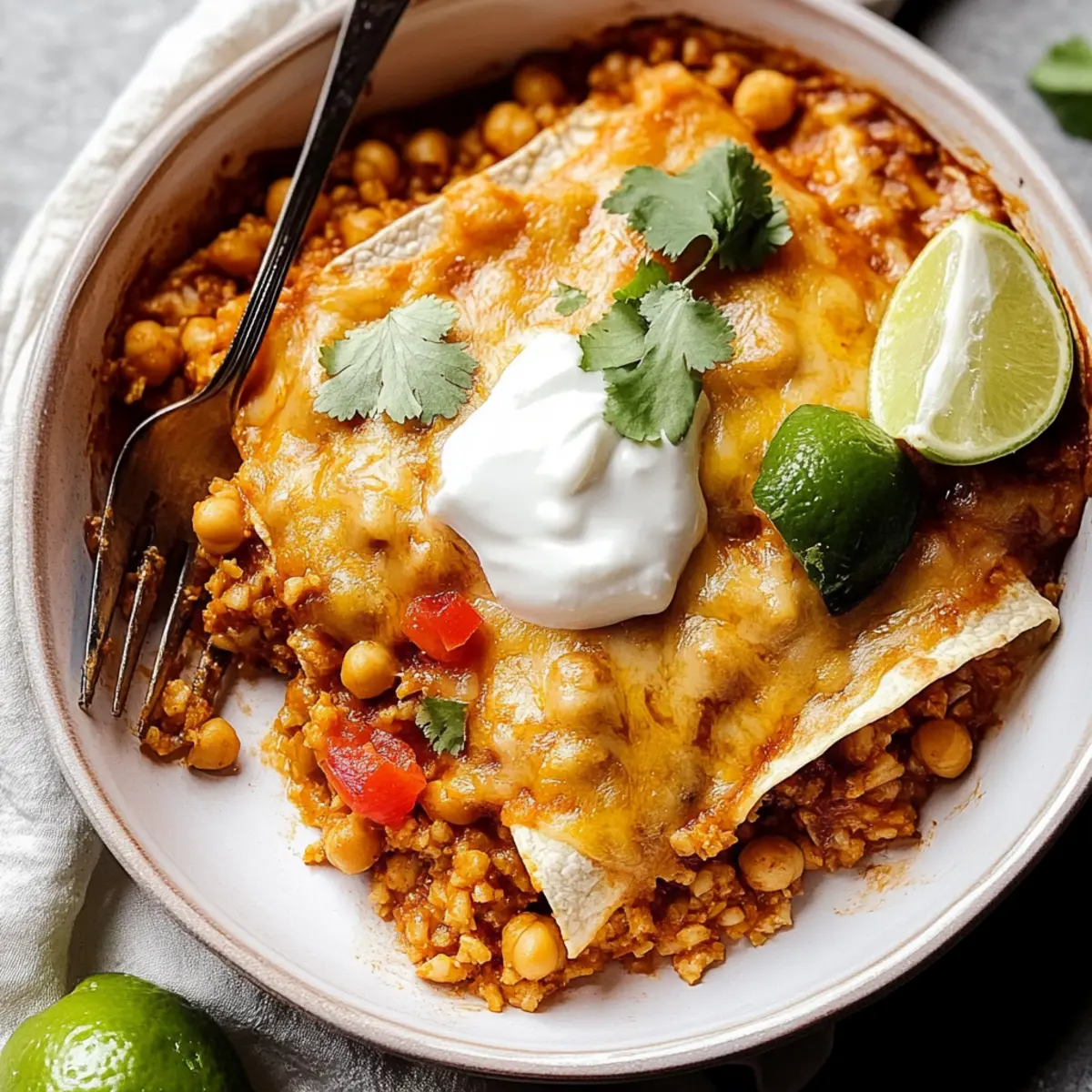Chickpea & Rice Enchilada Bake
