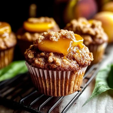 Jumbo Caramel Peach Cobbler Muffins