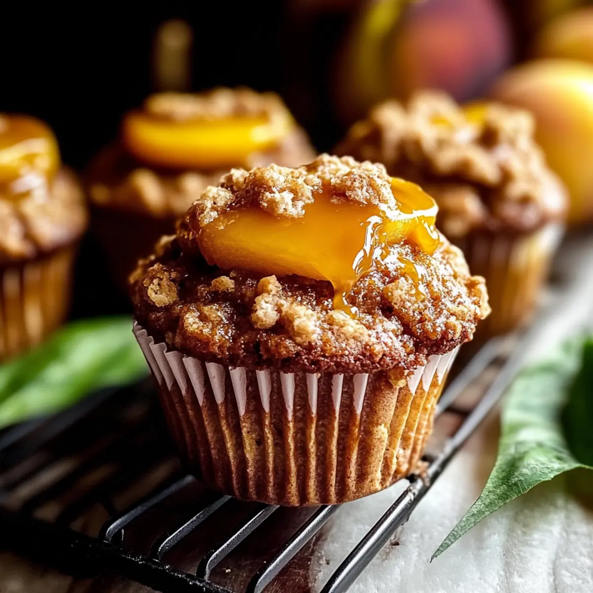 Jumbo Caramel Peach Cobbler Muffins