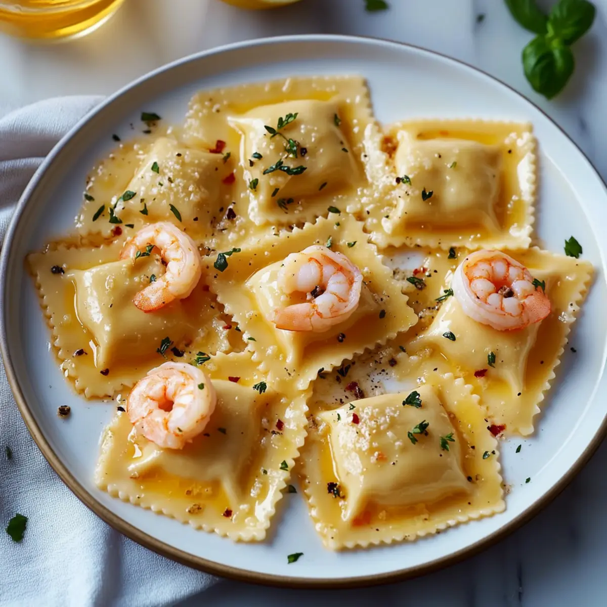 Ravioli Doppio Shrimp Scampi