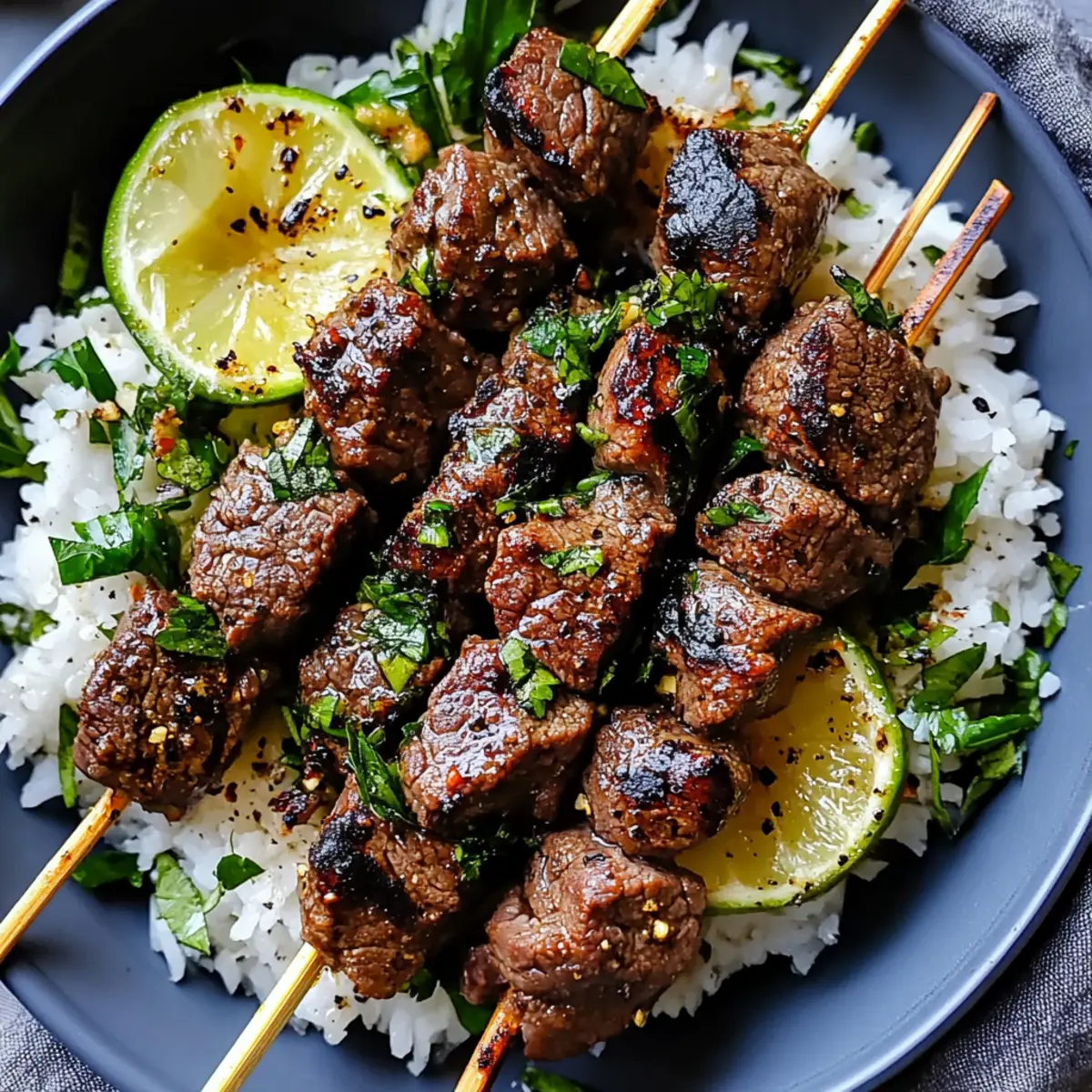 Garlic and Black Pepper Beef Skewers