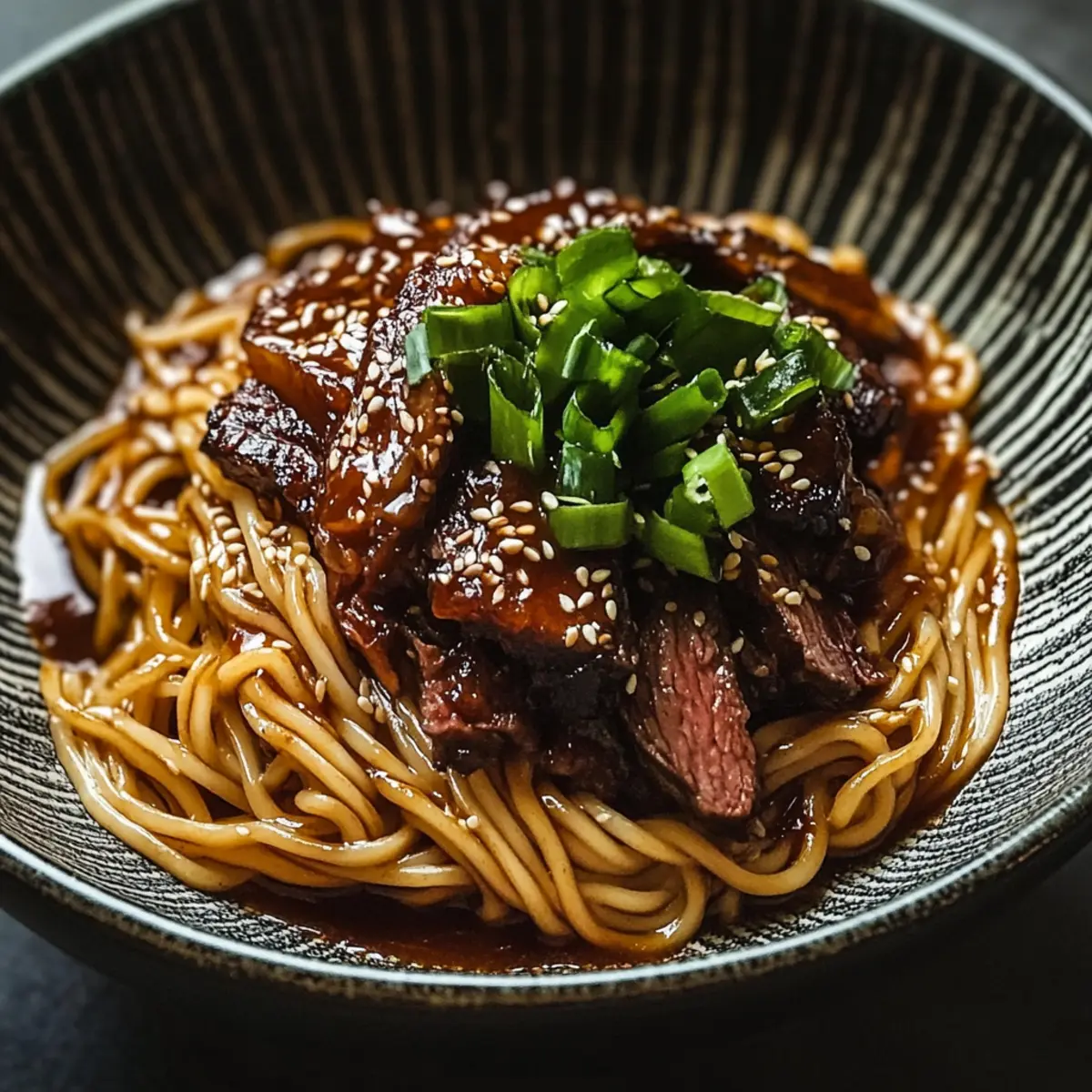 Savory Miso-Braised Chuck Steak with Sesame Noodles