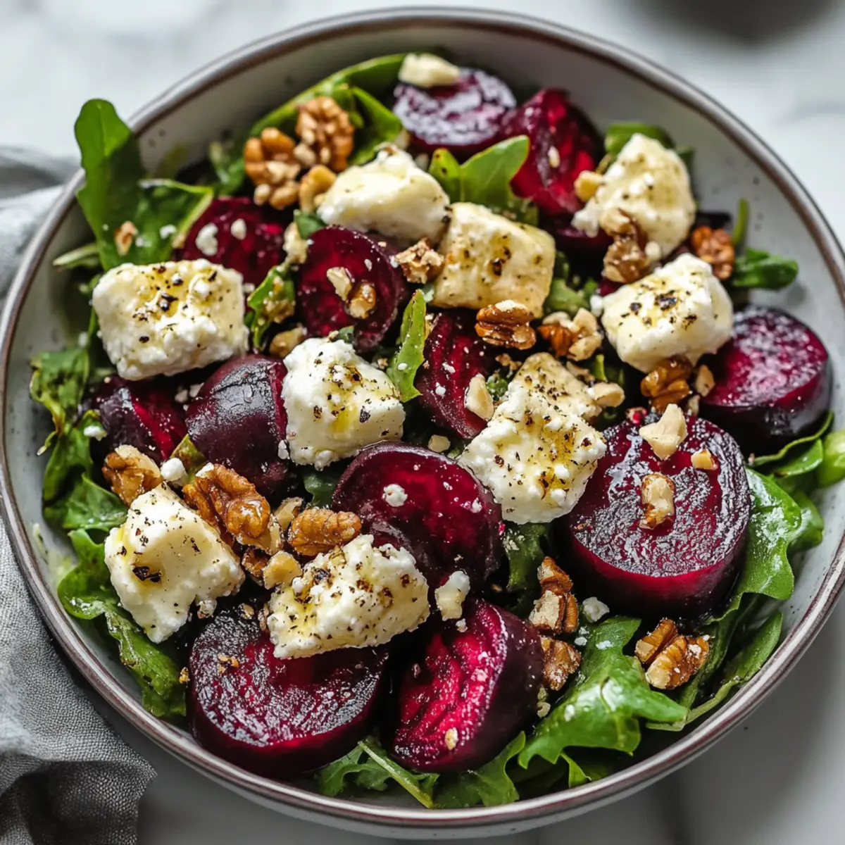 Warm Roasted Beet & Goat Cheese Salad with Walnuts