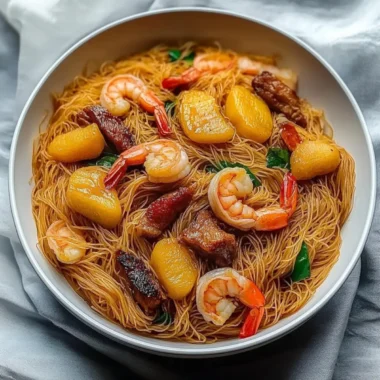 Savory Singapore Noodles with Prawn and BBQ Pork