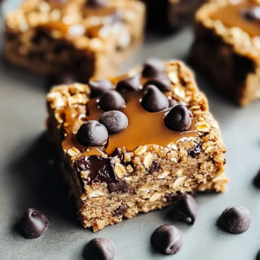 Salted Caramel Chocolate Chip Oat Cookie Bars