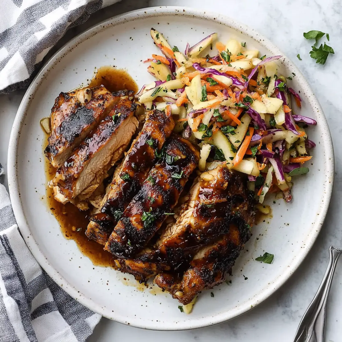 Sticky Apple Cider Chicken with Autumn Slaw