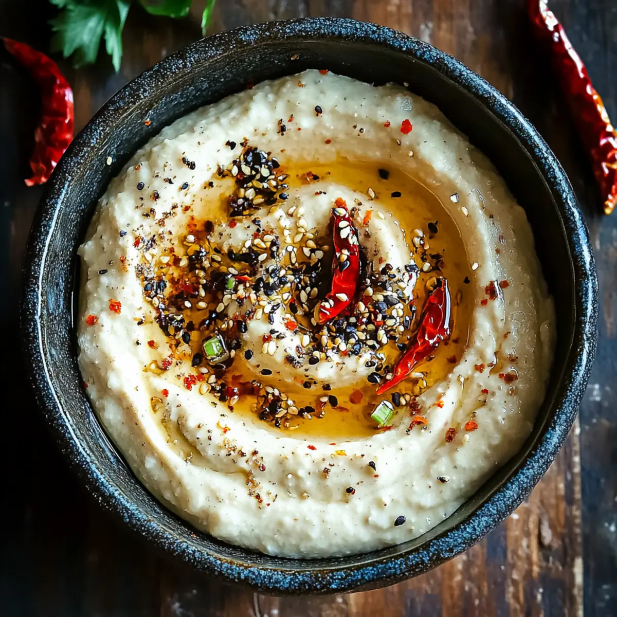 Creamy Sizzled Chilli, Fennel & Sesame Seed Dip