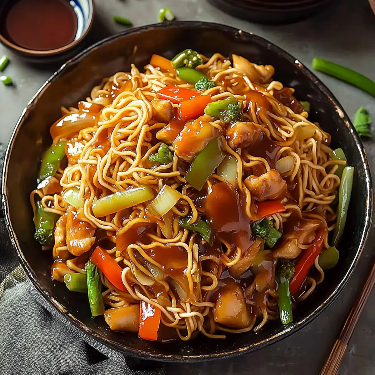Crispy Chinese Noodles with Saucy Chicken and Veggies
