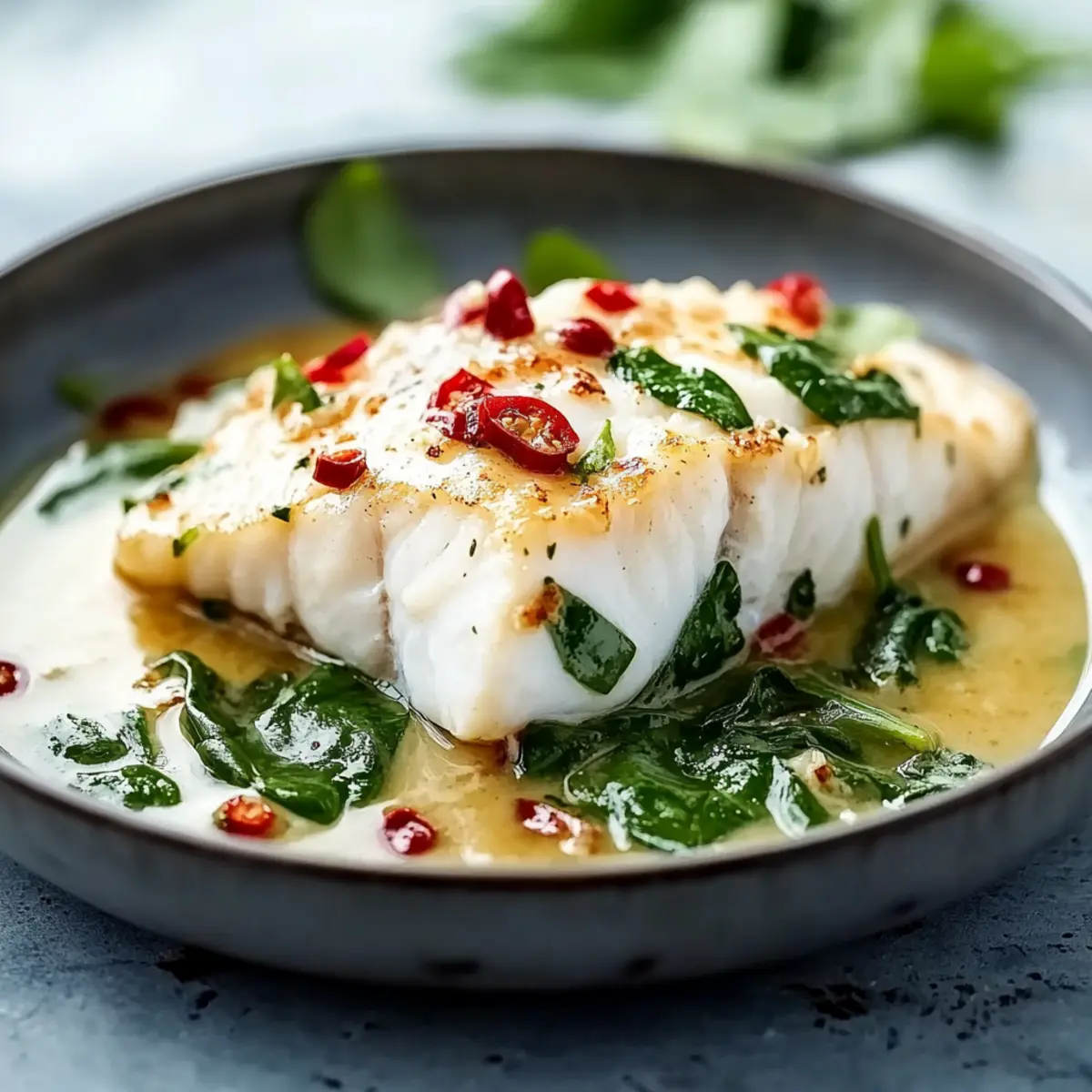 Coconut Poached Fish with Spinach