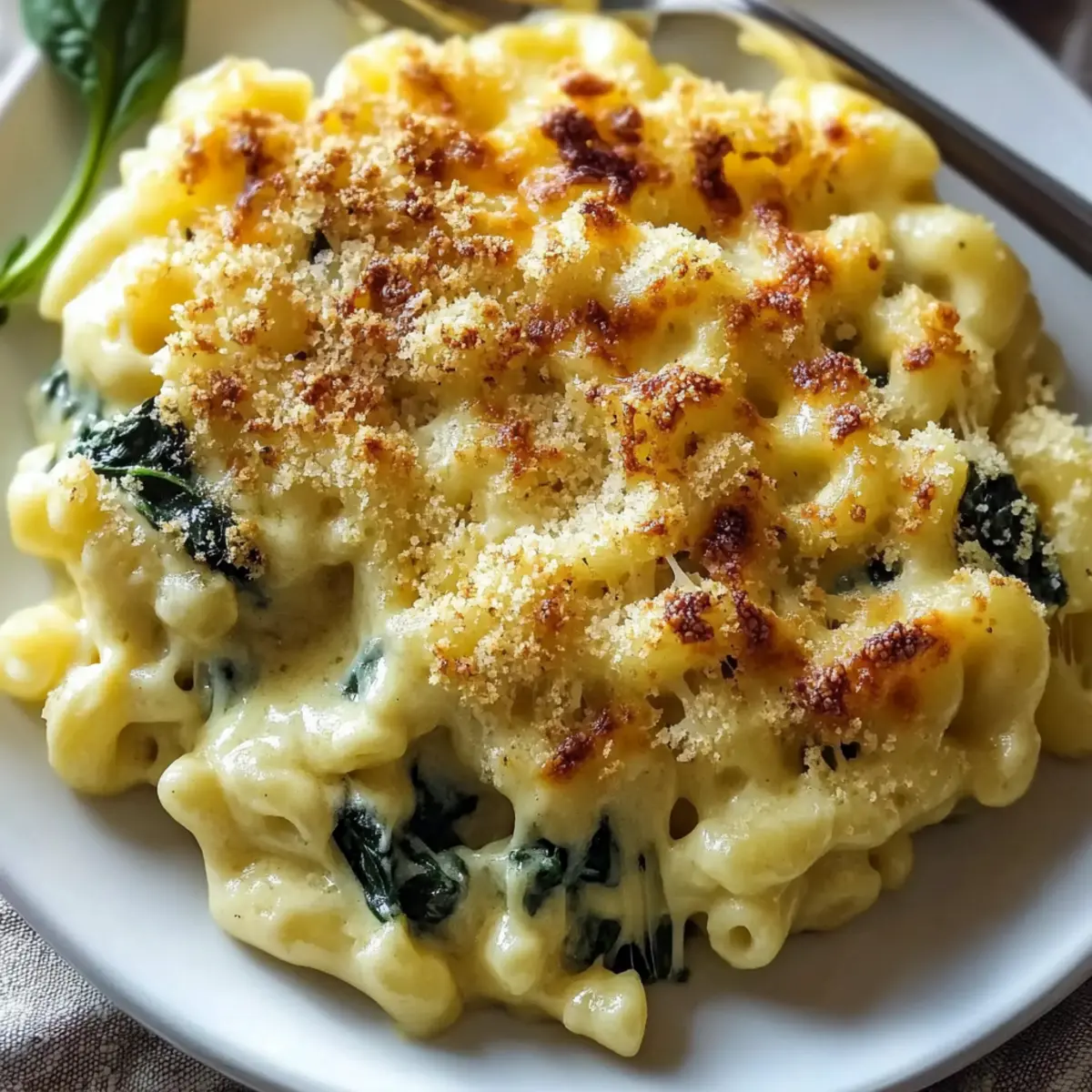 Old Fashioned Baked Macaroni and Cheese with Spinach