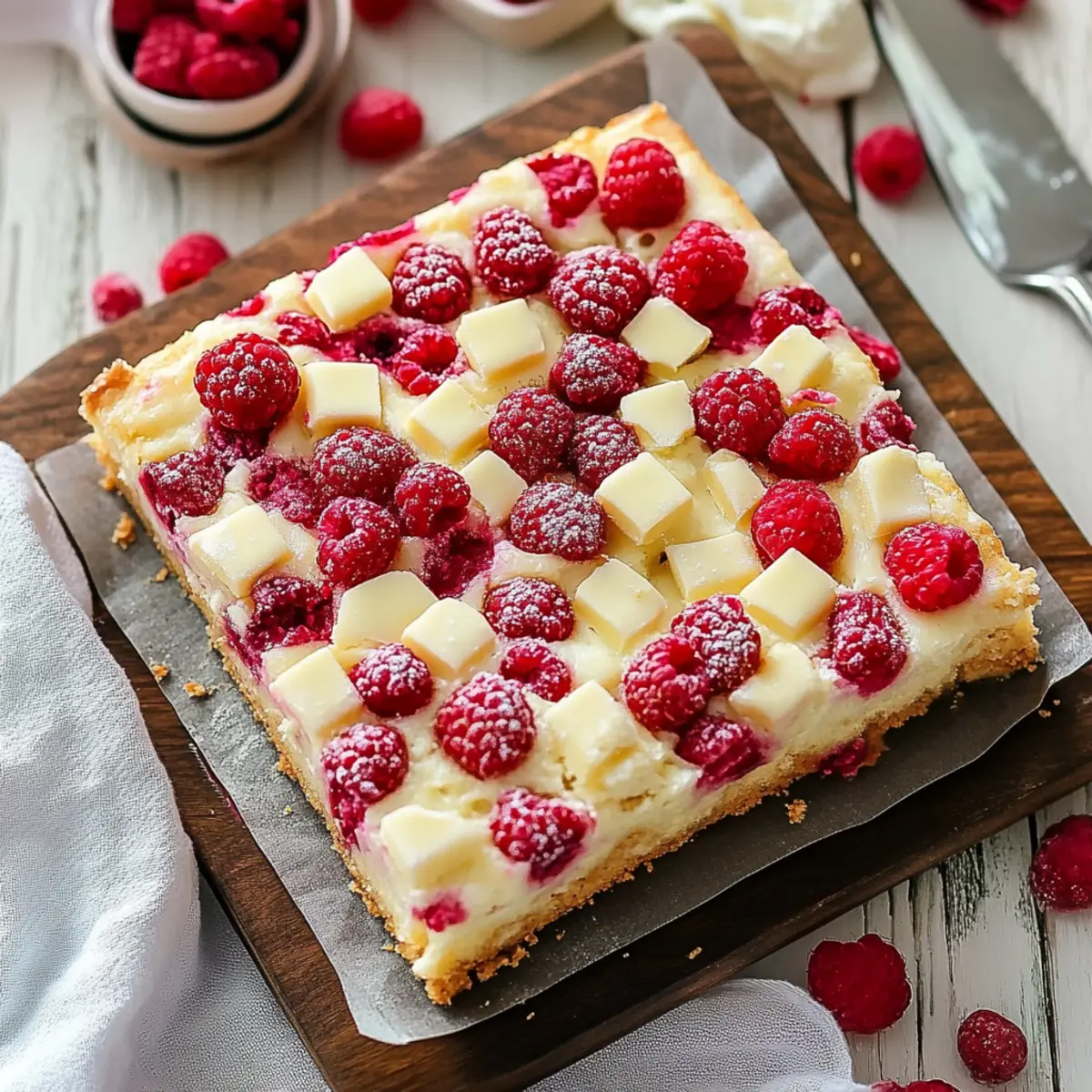 Raspberry and White Chocolate Traybake