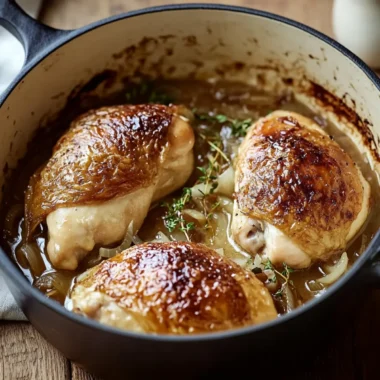 Braised French Onion Chicken with Gruyère