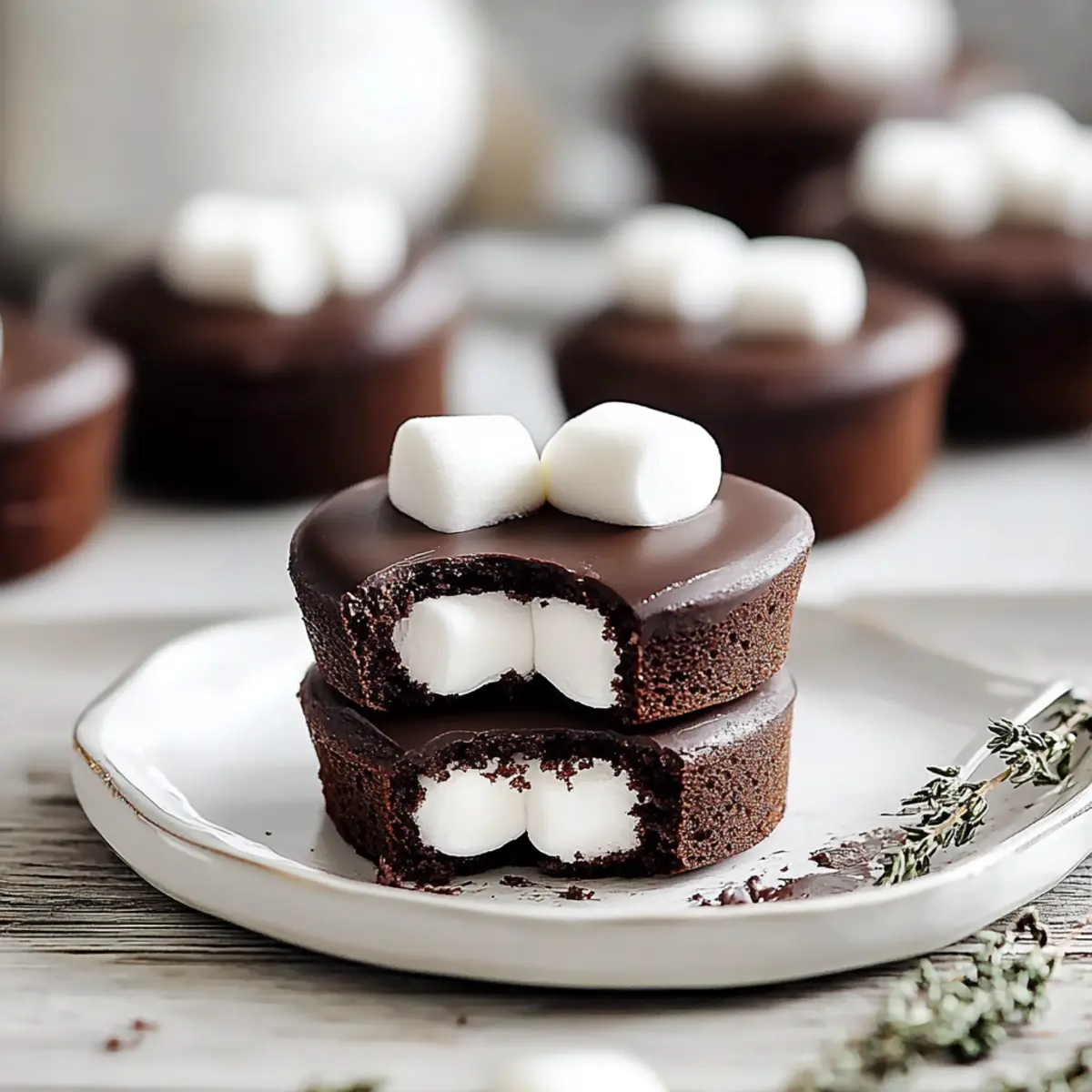 Mini Chocolate Cakes with Marshmallow Filling