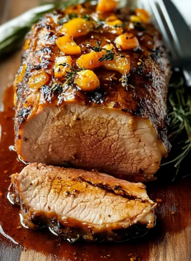 Savory Baked Pork Loin with Apricot Sauce