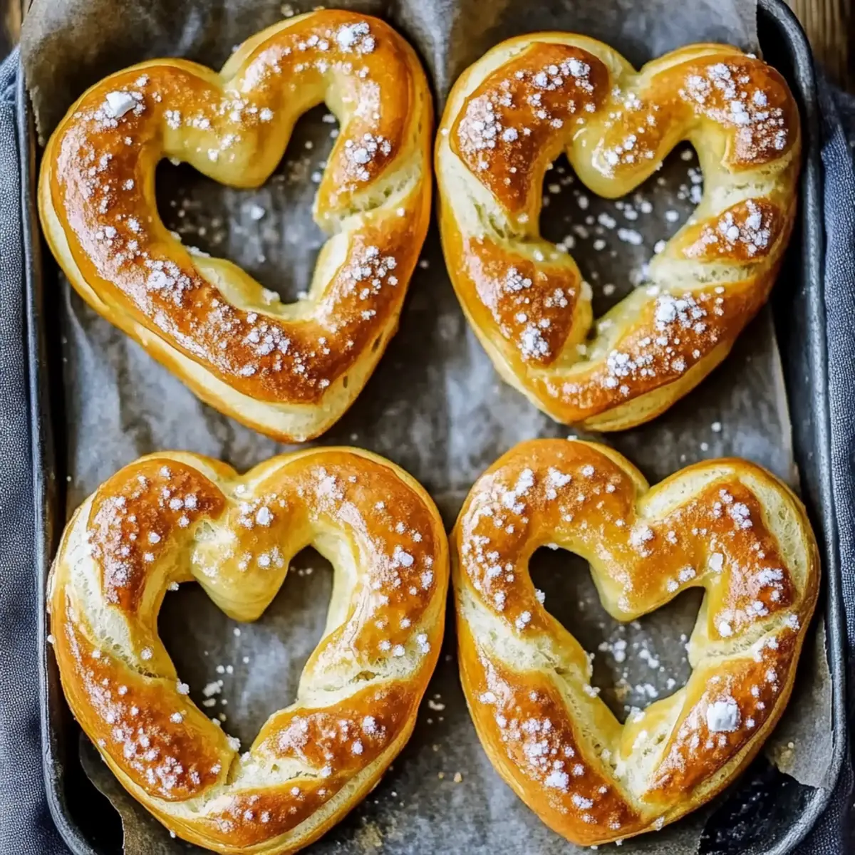 Heart Shaped Soft and Chewy Buttered Pretzels