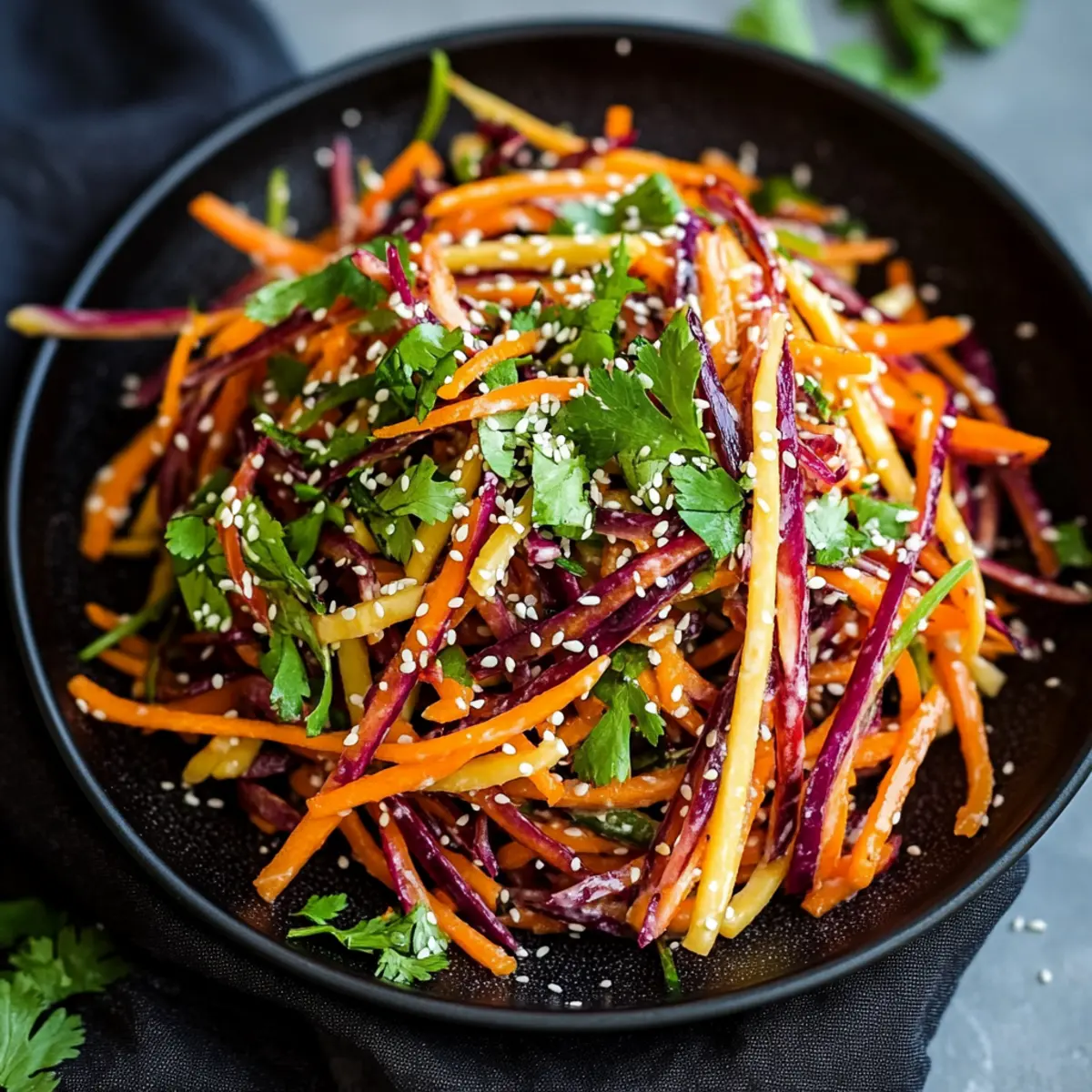 Shaved Rainbow Carrot Sesame Salad